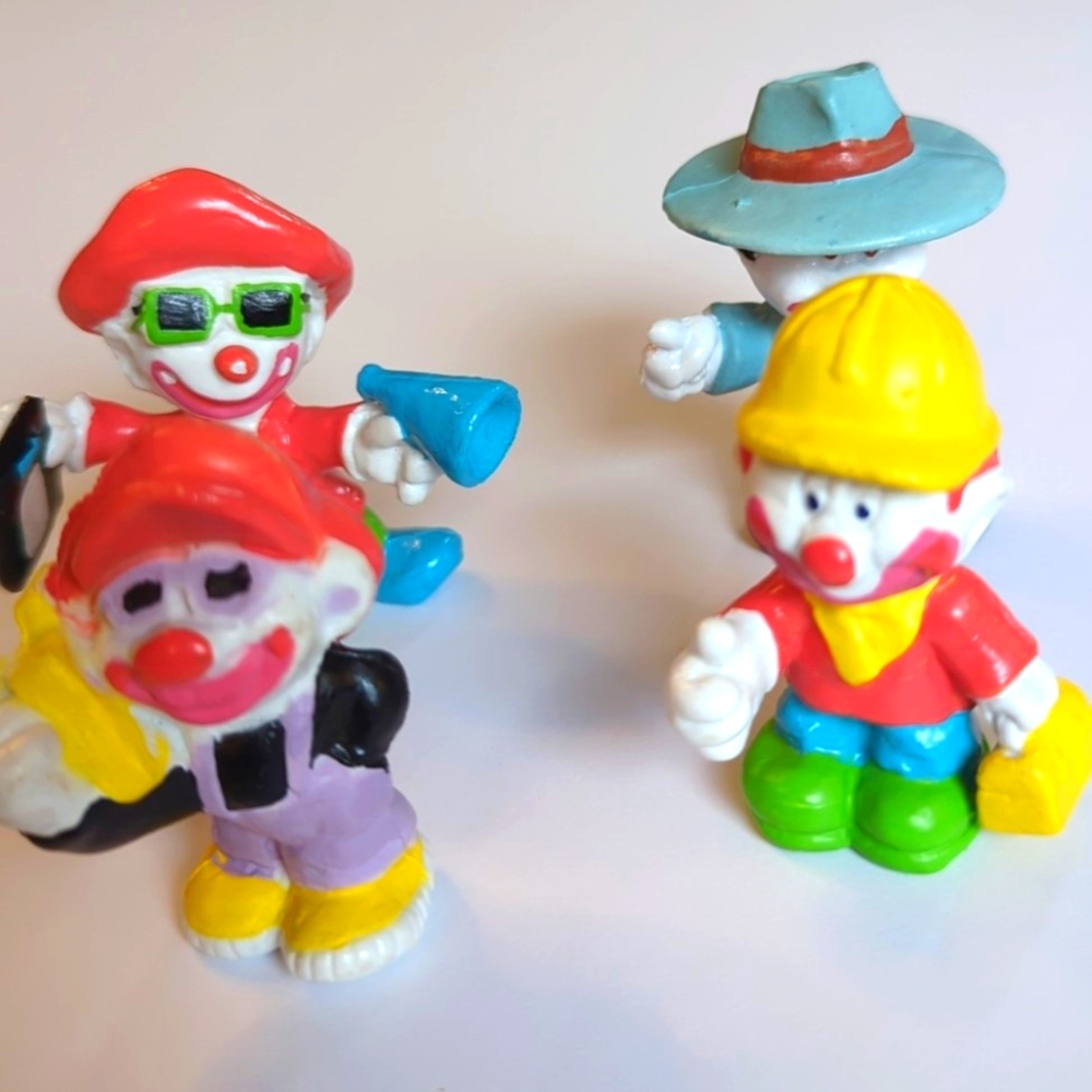 Vintage 1981 Mego Clown Around Figurines Lot Of 4 Construction Worker Director
